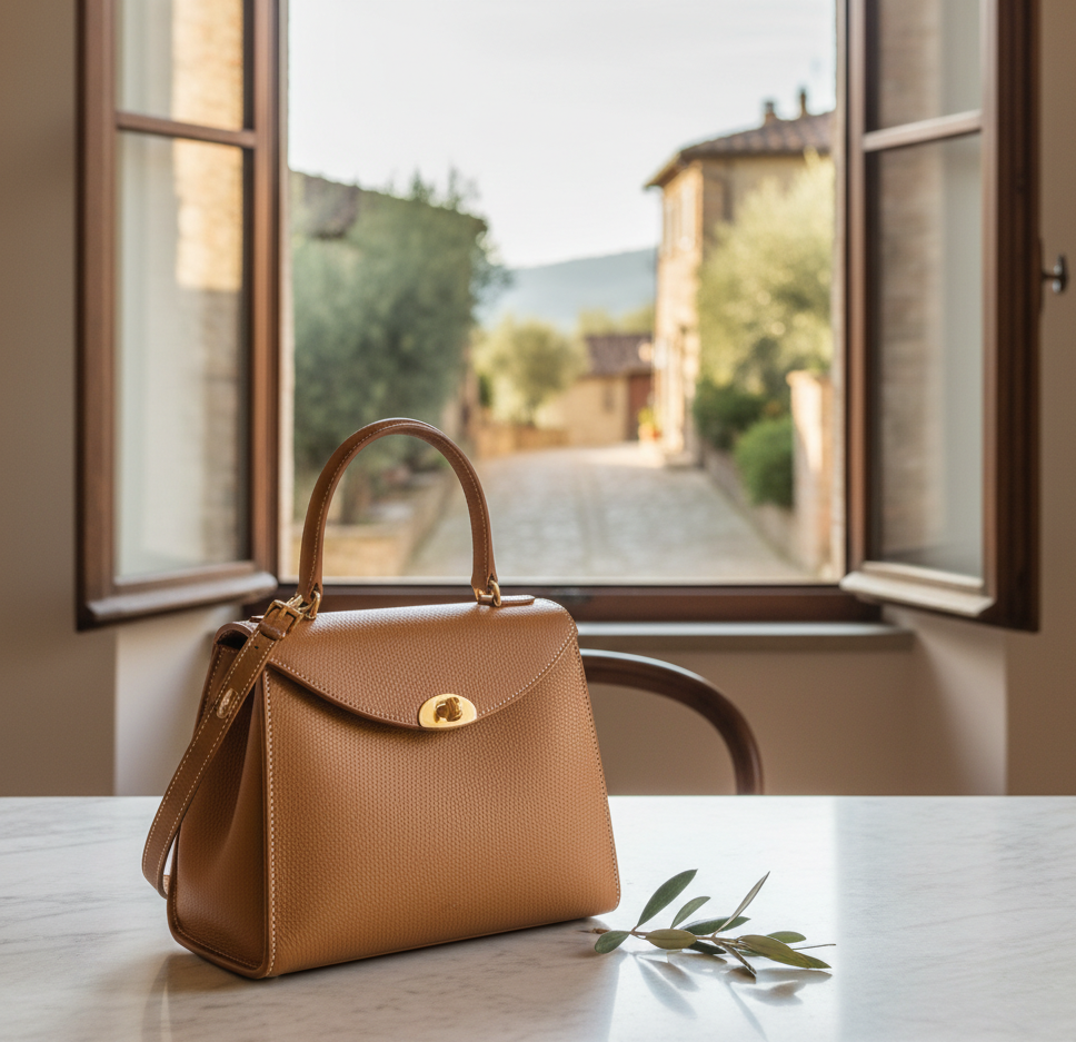 Sac à main femme en cuir pleine fleur italien, luxe artisanal, durabilité et élégance intemporelle