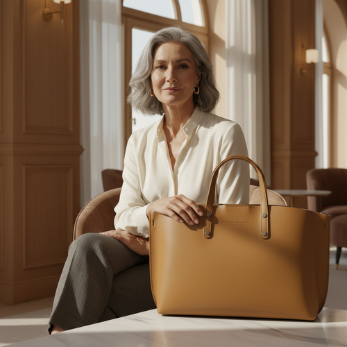 Renata Grand Cabas – vue dos et profil – cuir pleine fleur tanné en Toscane – finitions métal canon de fusil – Lunéa