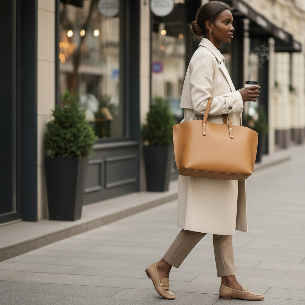Renata Grand Cabas – intérieur ouvert – pochette extractible zippée en cuir – organisation cabas femme premium