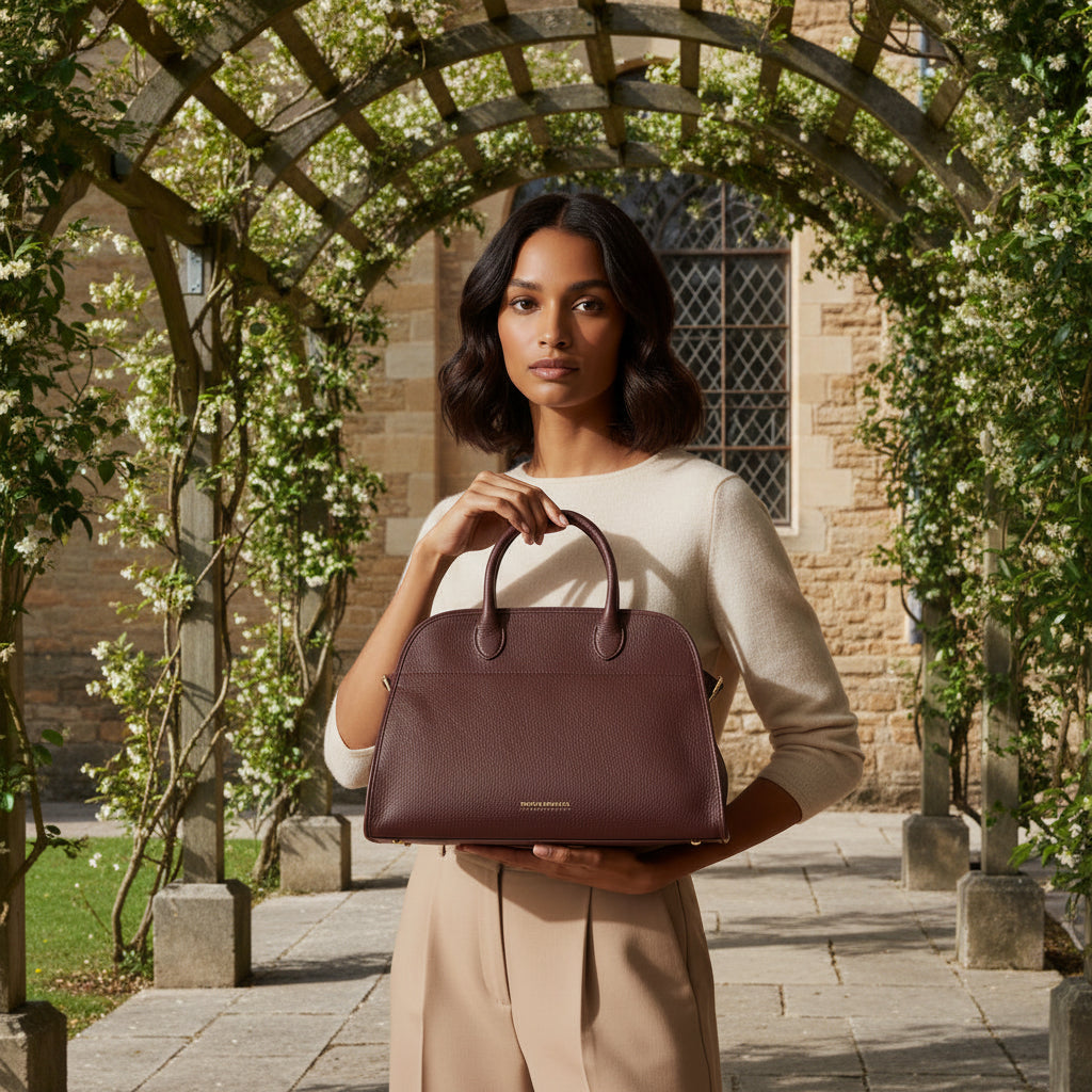 Grand sac Frida en cuir pleine fleur, silhouette structurée et spacieuse, fabriqué en Italie avec finitions artisanales.