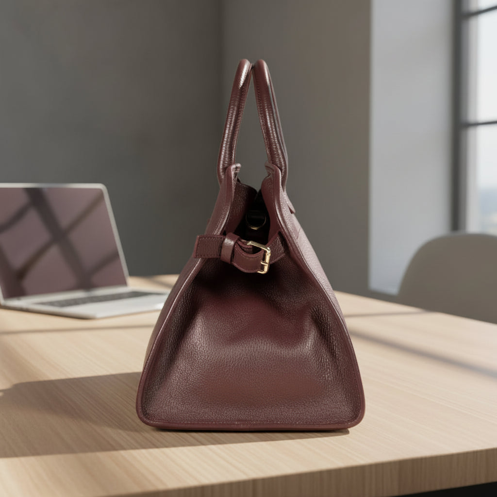 Grand sac Frida en cuir pleine fleur, silhouette structurée et spacieuse, fabriqué en Italie avec finitions artisanales.