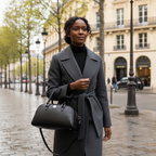  Sac bowling Virginia en cuir Saffiano noir, fabriqué en Italie, avec accessoires argentés polis et format 35 × 19 × 14,5 cm, poignée de 12 cm.